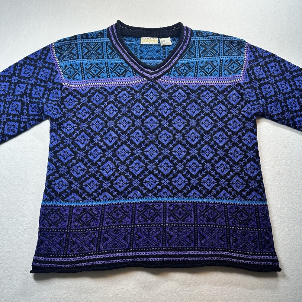 VTG 90s Sigrid Olsen Sport Purple Hand Knit‎ Sweater Women's L